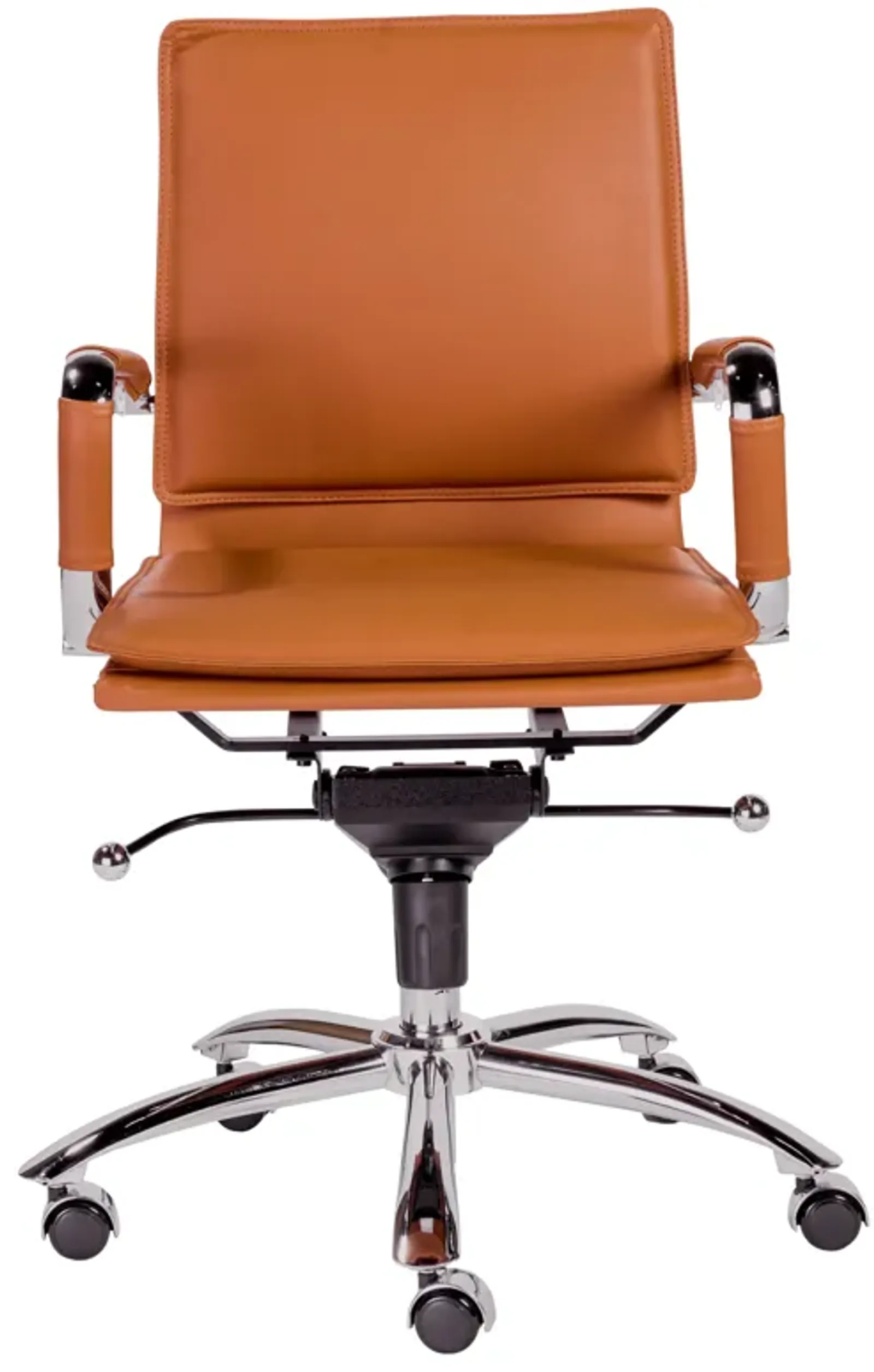 Gunar Pro Low Back Office Chair in Cognac with Chrome Base