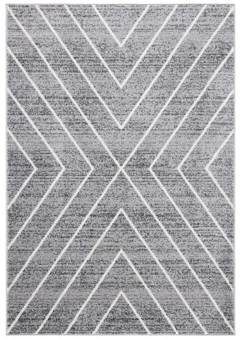 ADIRONDACK Contemporary Dark Grey / Ivory 2'-6" X 8' Powerloomed Rug