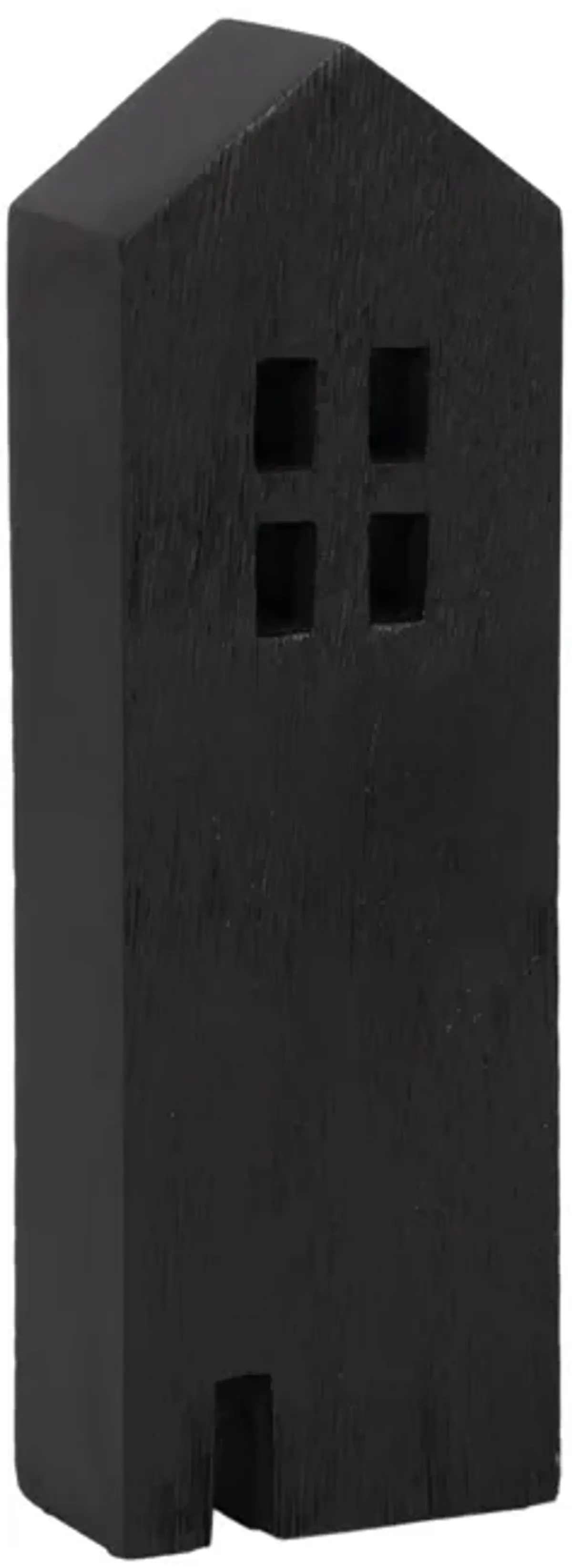 12" Wood House Decor, Black