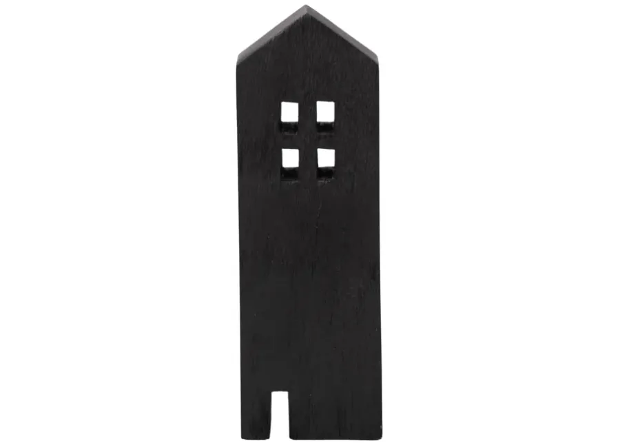 12" Wood House Decor, Black