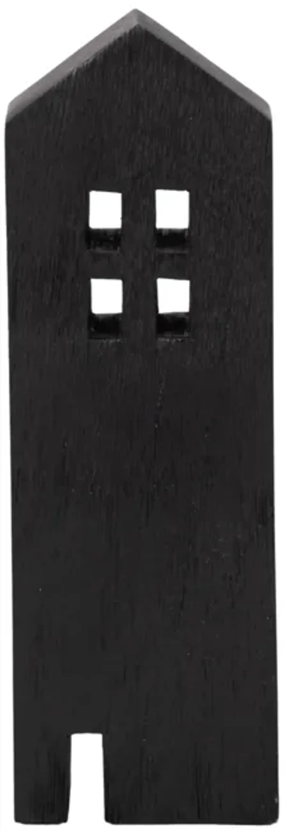 12" Wood House Decor, Black