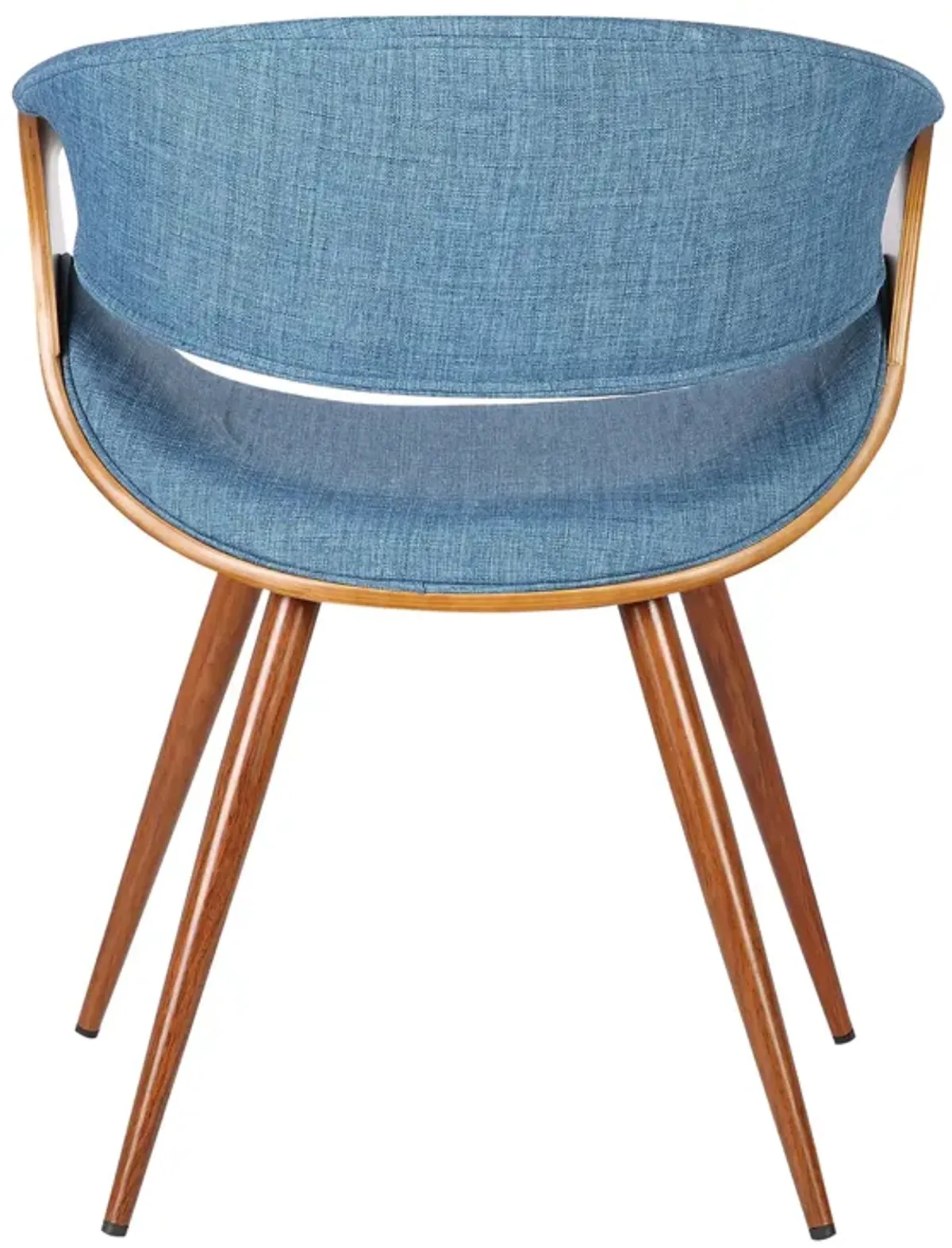 Butterfly Mid-Century Dining Chair in Walnut Finish and Blue Fabric