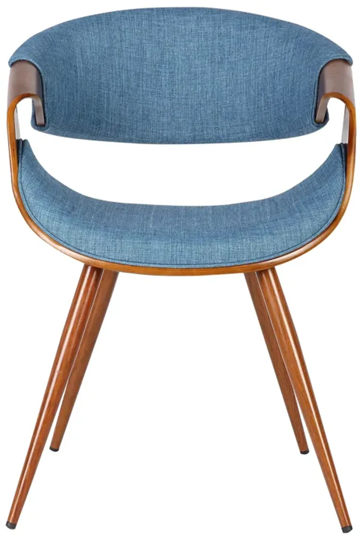 Butterfly Mid-Century Dining Chair in Walnut Finish and Blue Fabric