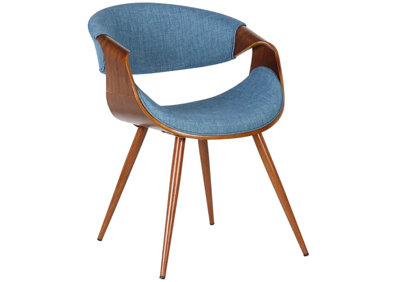 Butterfly Mid-Century Dining Chair in Walnut Finish and Blue Fabric