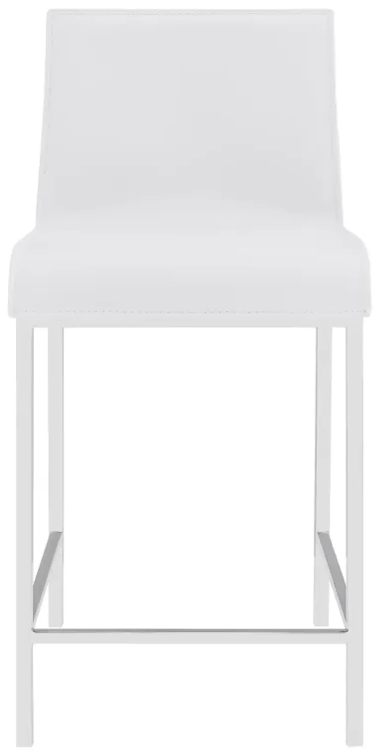 Cam-C Counter Stool In White With Polished Stainless Steel Legs - Set Of 2