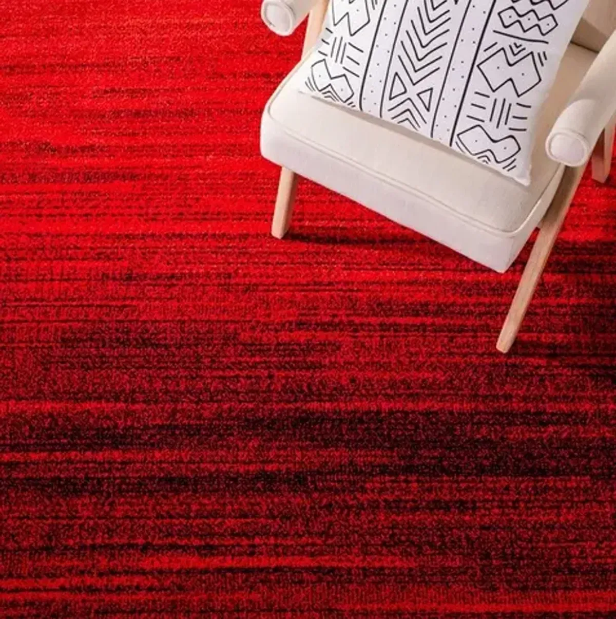 Adirondack Contemporary Red / Black 6' X 9' Powerloomed Rug