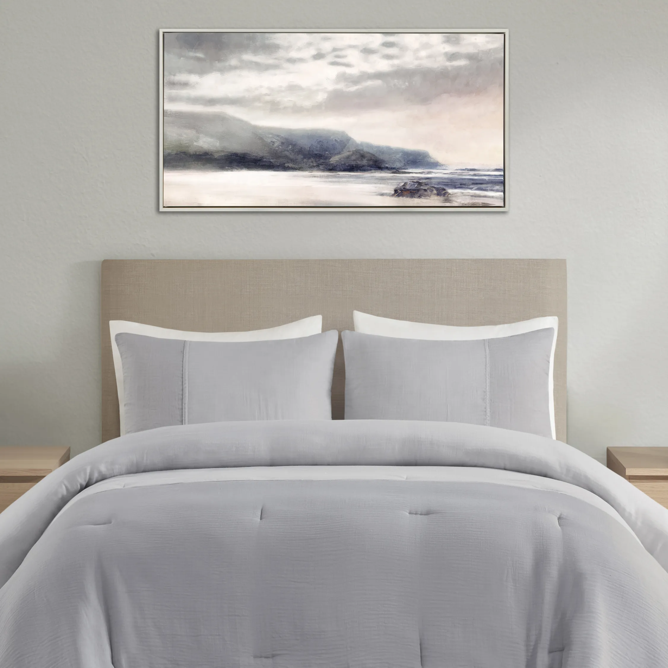 Moody Coast Hand Embellished Landscape Framed Canvas Wall Art