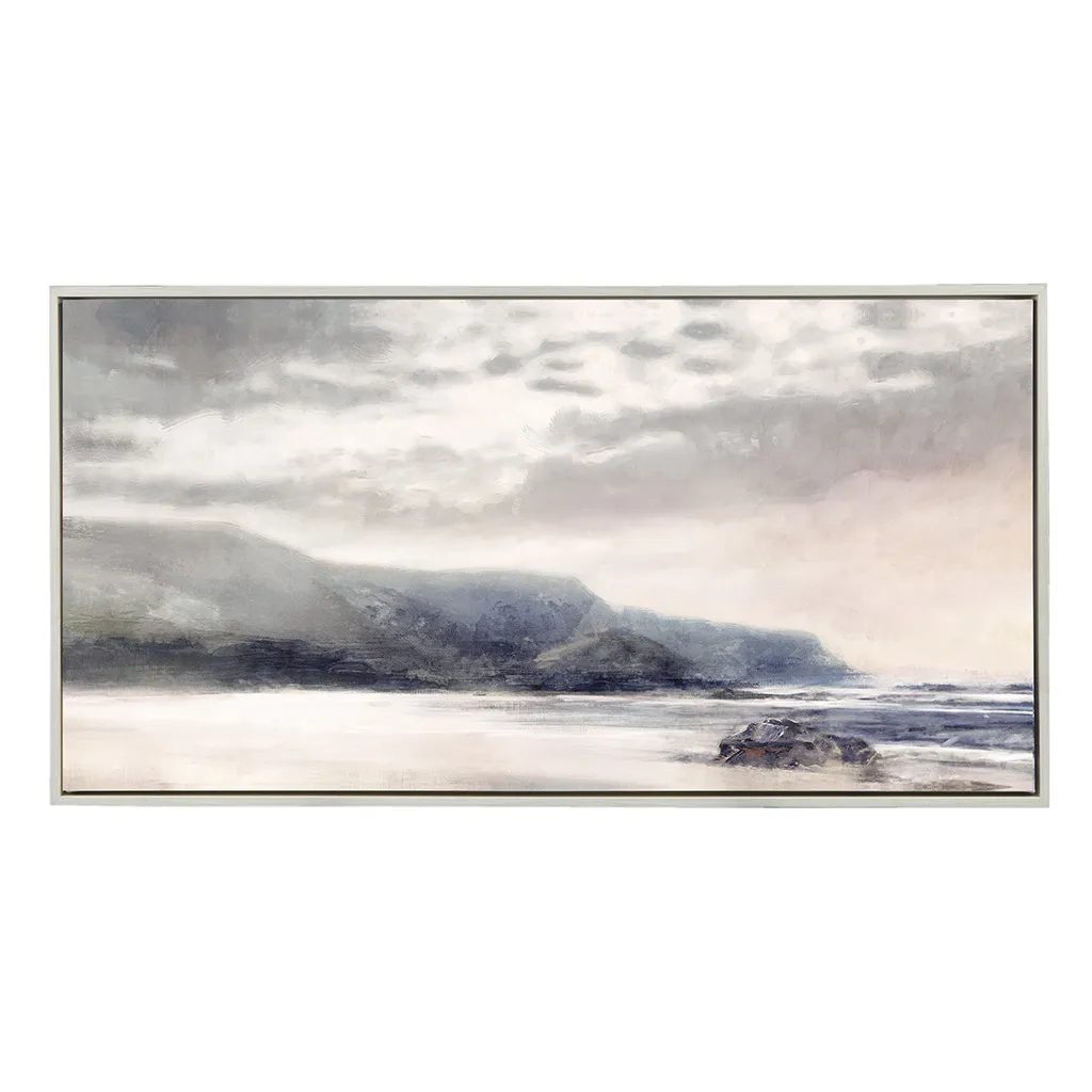 Moody Coast Hand Embellished Landscape Framed Canvas Wall Art