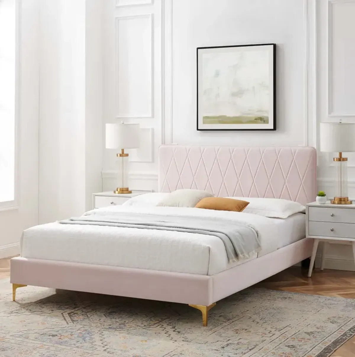 Phillipa Performance Velvet King Platform Bed