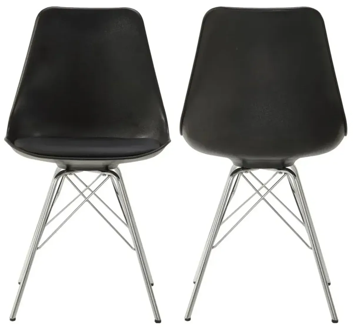 Juniper Armless Dining Chairs Black and Chrome (Set of 2)