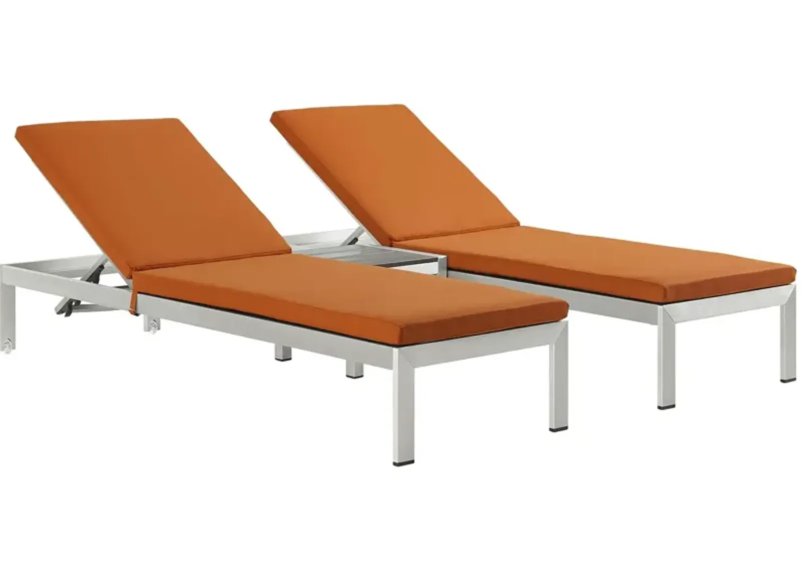 Shore 3 Piece Outdoor Patio Aluminum Chaise with Cushions