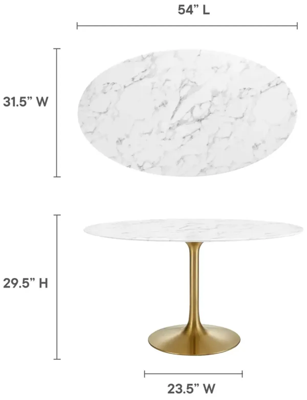 Lippa 	54" Oval Artificial Marble Dining Table