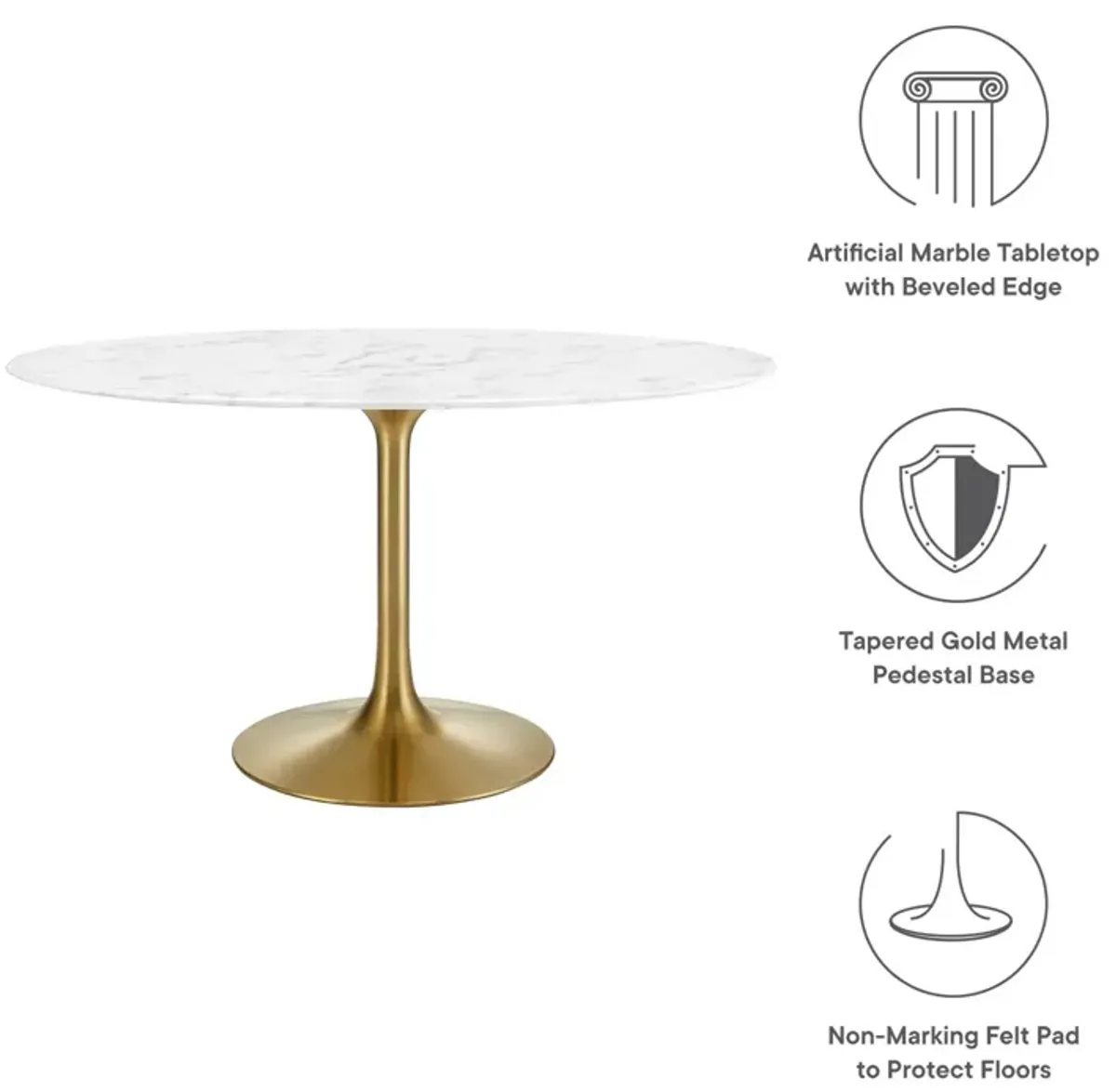 Lippa 	54" Oval Artificial Marble Dining Table