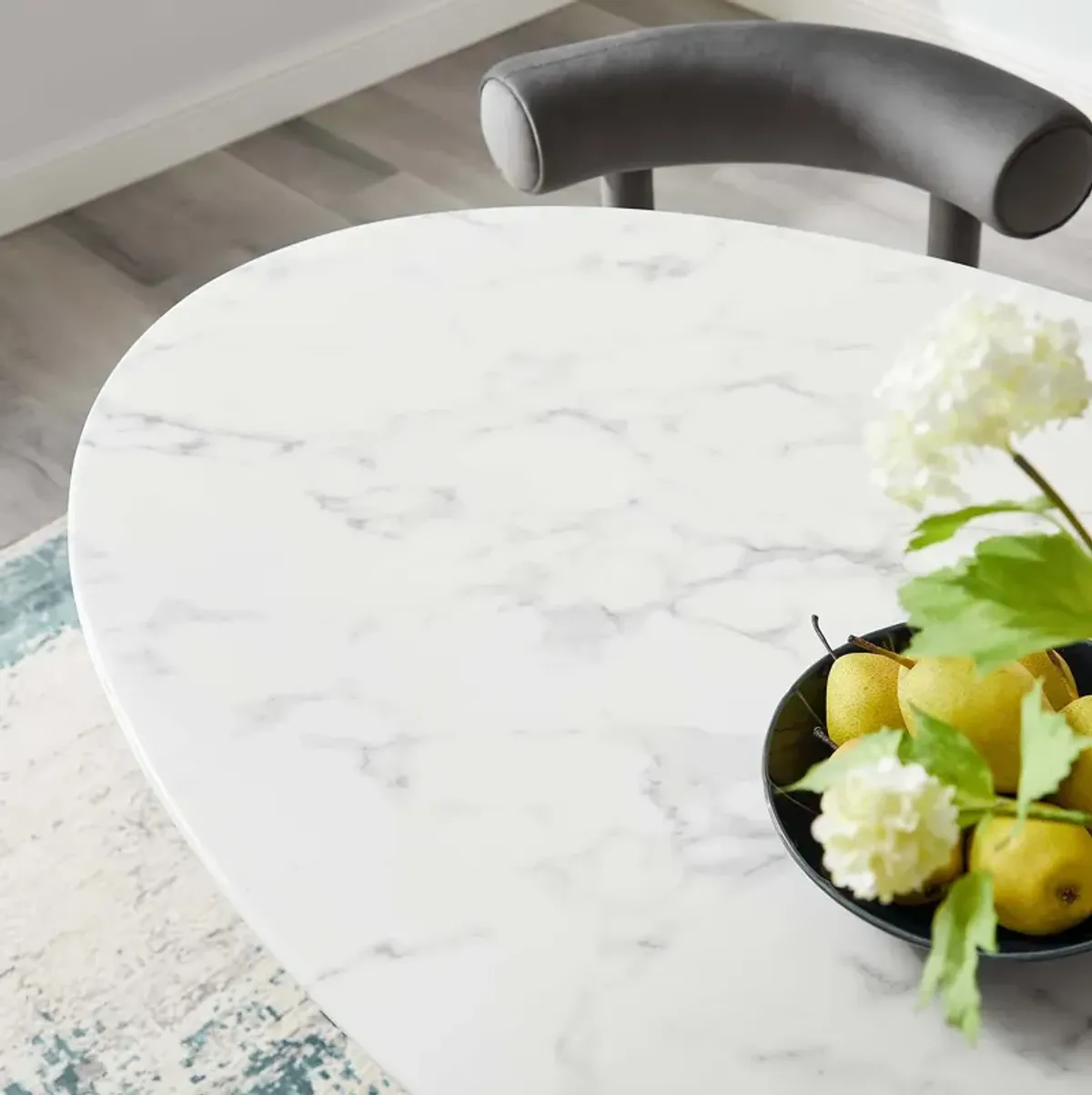 Lippa 	54" Oval Artificial Marble Dining Table