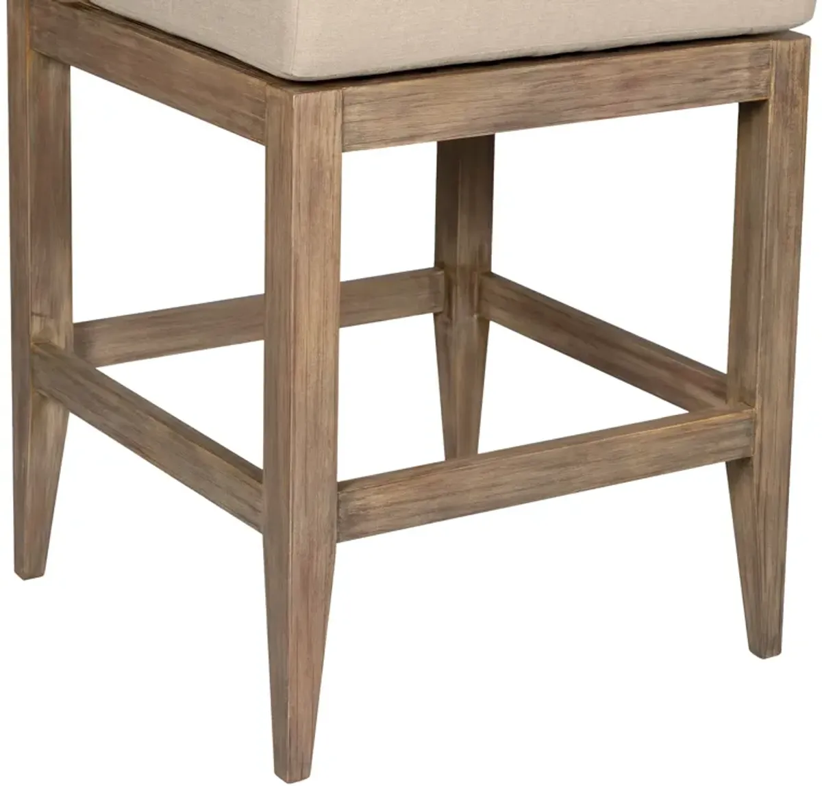 Vivid Outdoor Patio Bar Stool in Light Eucalyptus Wood with Taupe Olefin Cushions