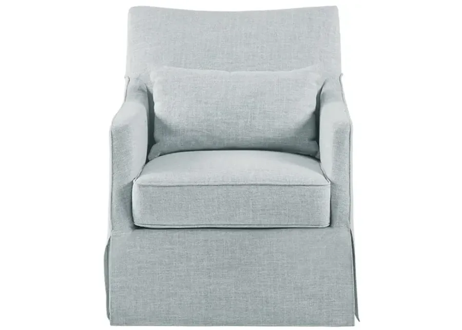 Martha Stewart London Light Blue Skirted Swivel Chair