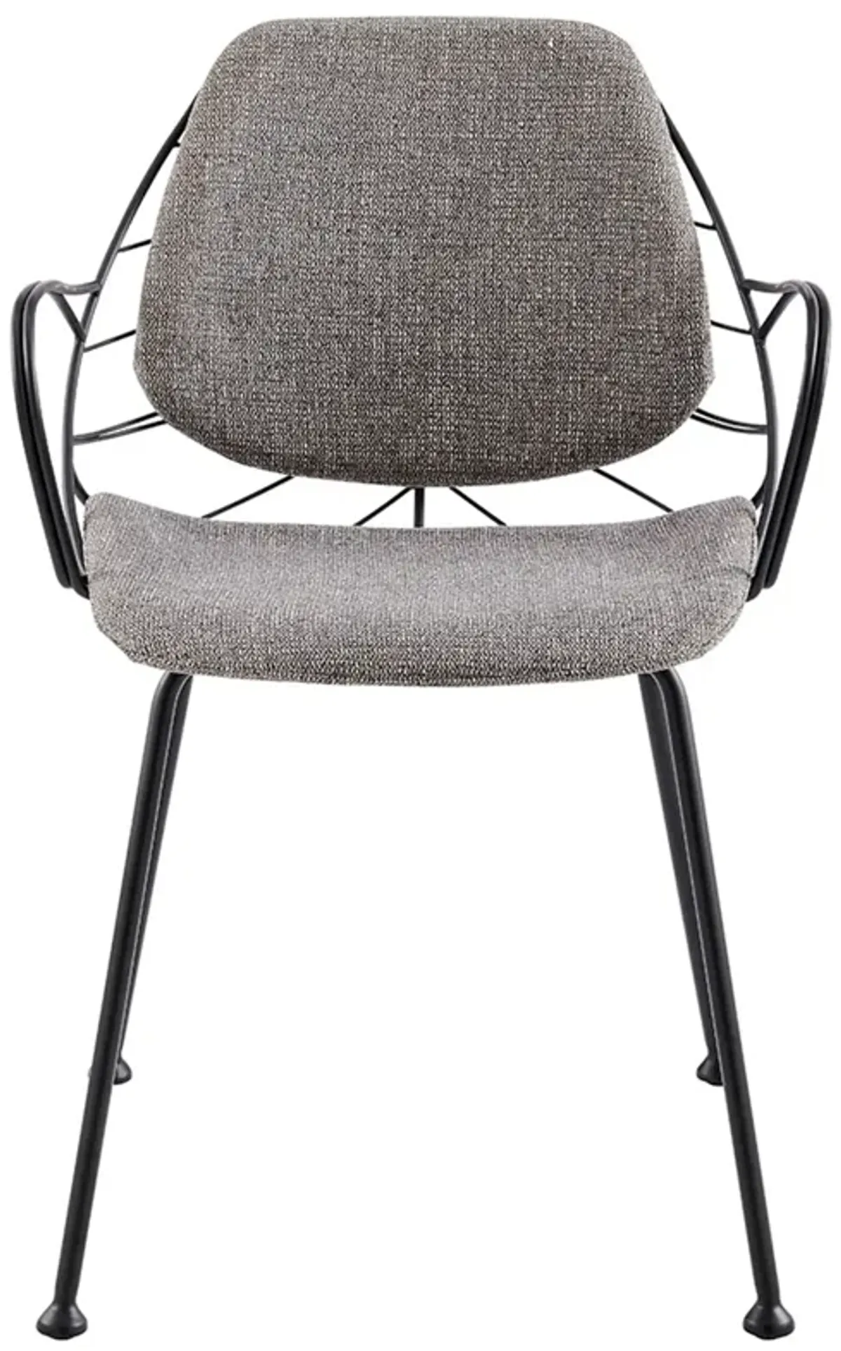 Linnea Armchair In Light Gray Fabric with Matte Black Frame and Legs - Set of 2