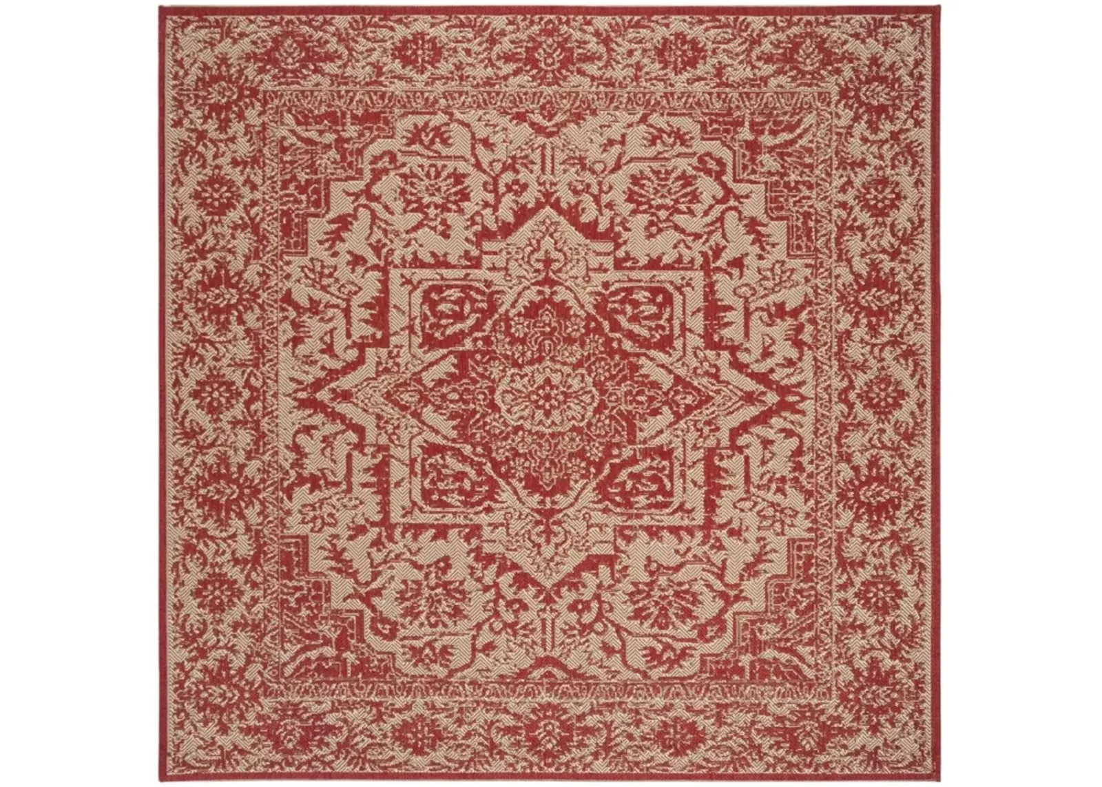 BEACH HOUSE 139 Red 4' X 4' Square Square Rug