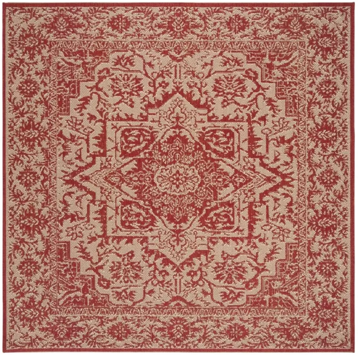 BEACH HOUSE 139 Red 4' X 4' Square Square Rug