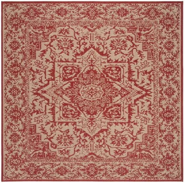 BEACH HOUSE 139 Red 4' X 4' Square Square Rug