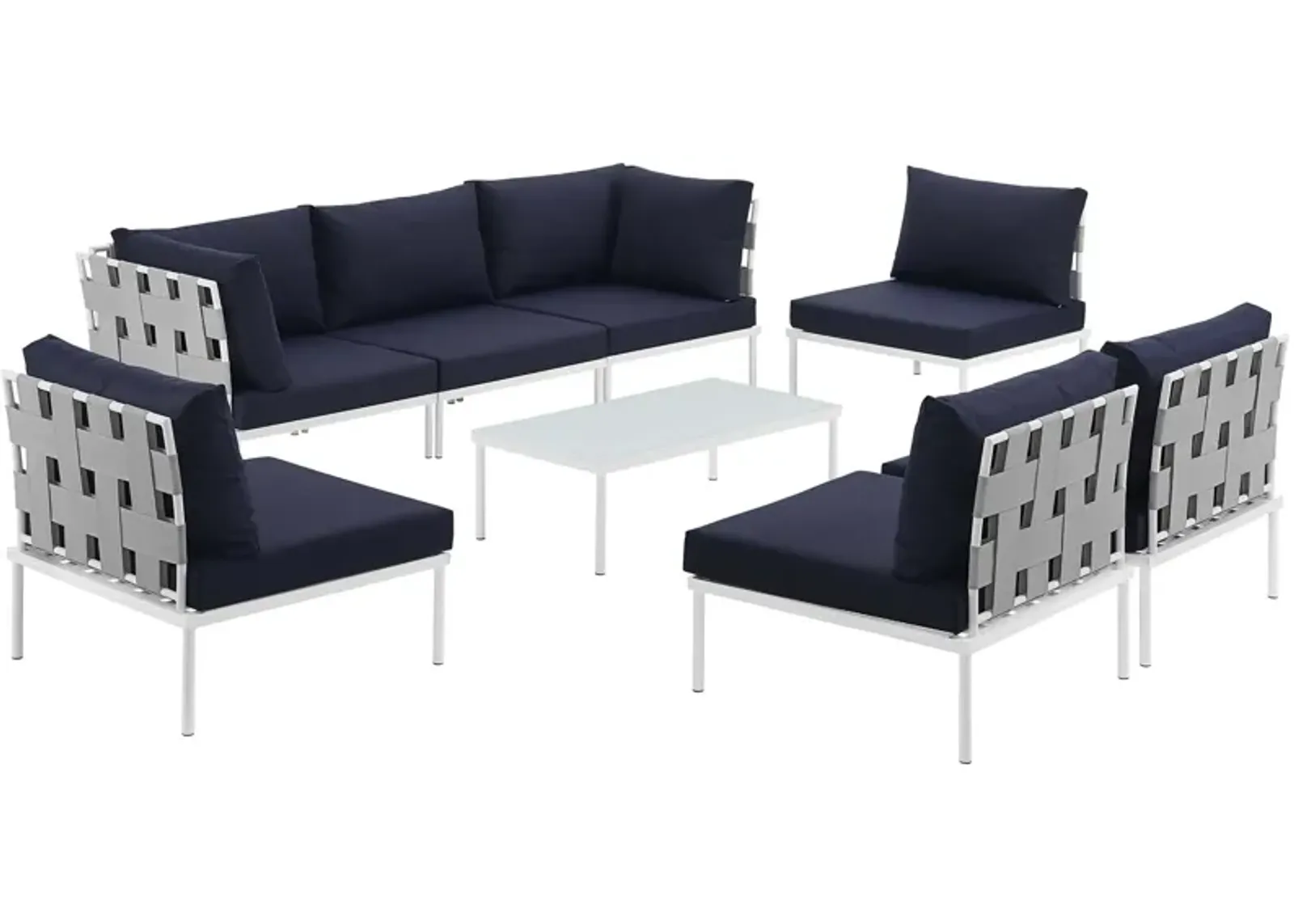 Harmony 8 Piece Outdoor Patio Aluminum Sectional Sofa Set