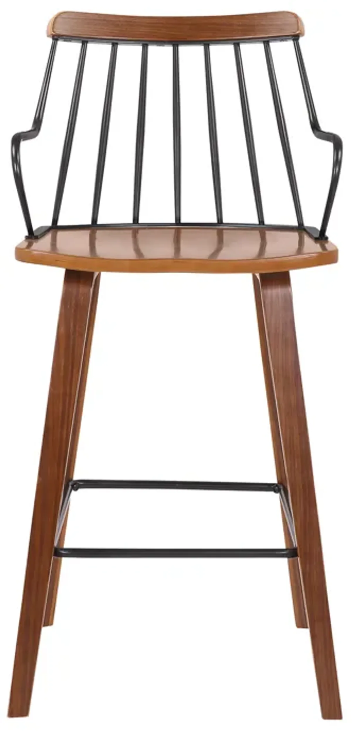 Micah Walnut and Metal Modern 26" Counter Height Bar Stool