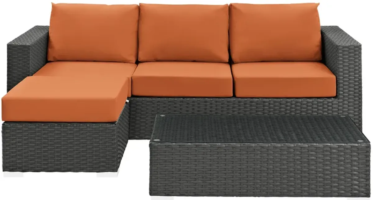 Sojourn 3 Piece Outdoor Patio Sunbrella® Sectional Set