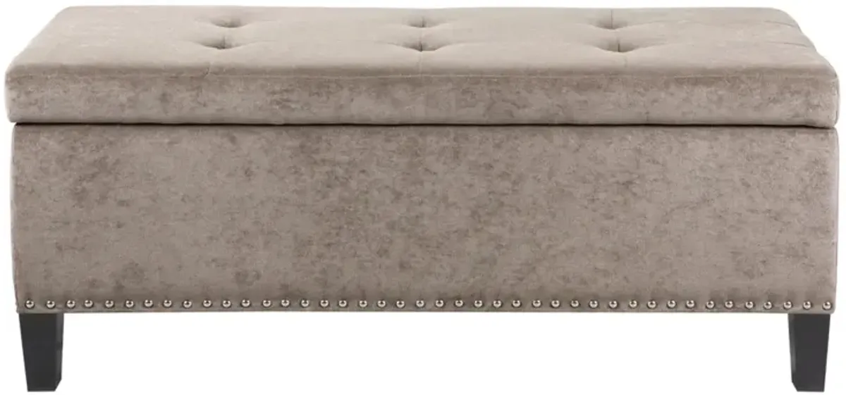 Madison Park Shandra II Taupe Tufted Top Soft Close Storage Bench