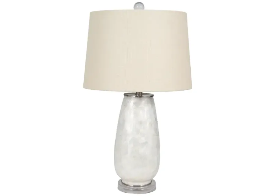 28" Capiz Table Lamp Acrylic Base, Champagne