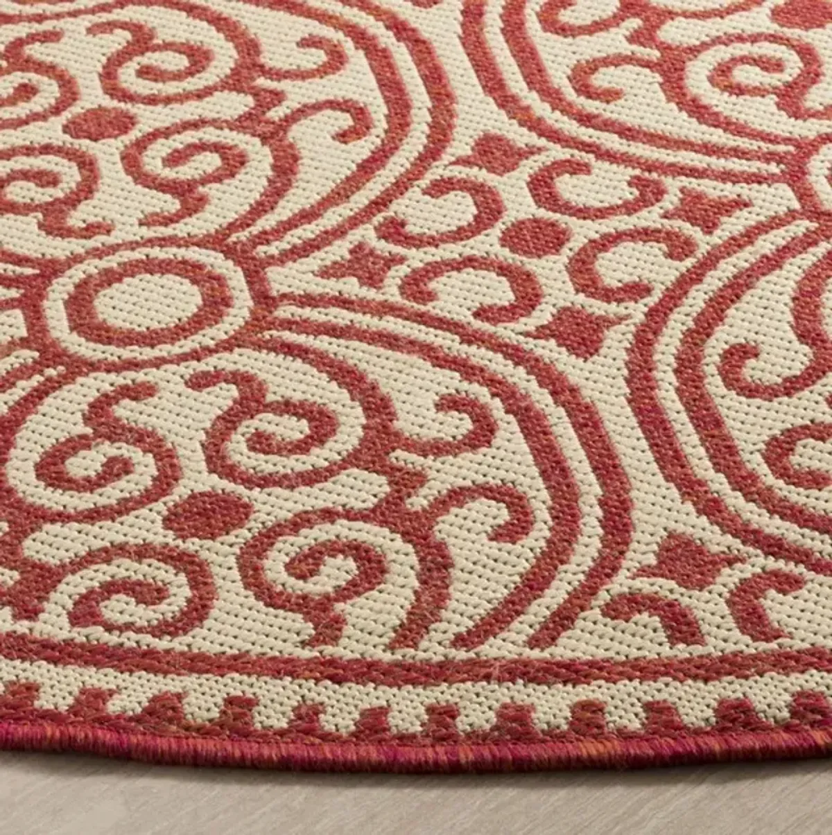 LINDEN 134 Collection LND134Q-6R Red / Creme 6'-7" X 6'-7" Round