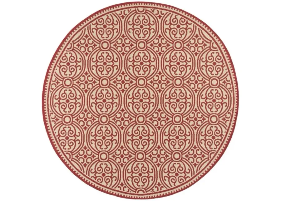 LINDEN 134 Collection LND134Q-6R Red / Creme 6'-7" X 6'-7" Round