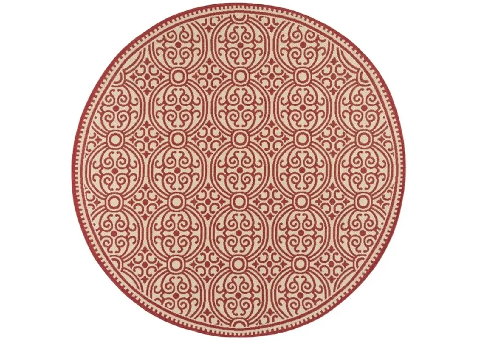 LINDEN 134 Collection LND134Q-6R Red / Creme 6'-7" X 6'-7" Round