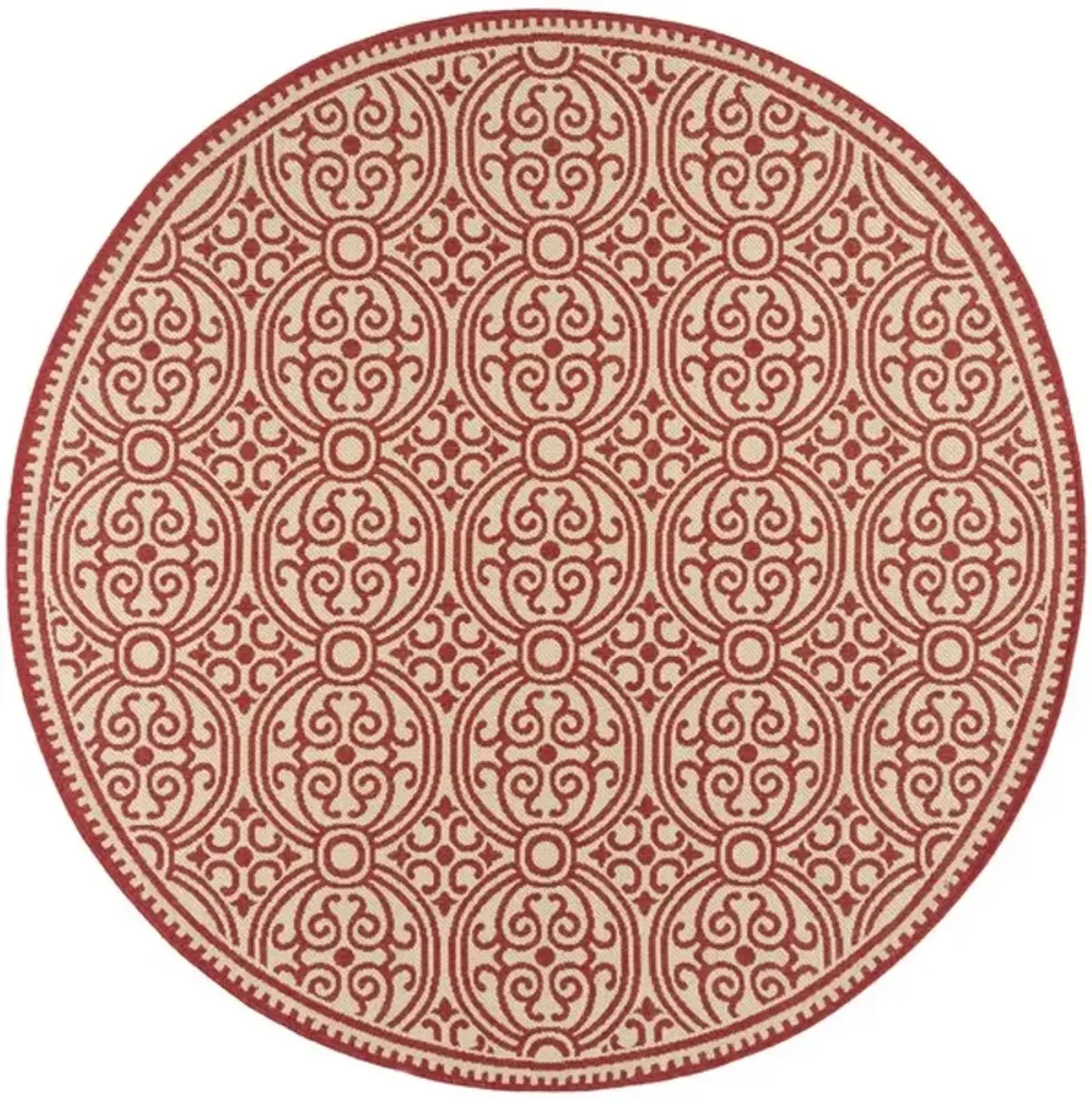 LINDEN 134 Collection LND134Q-6R Red / Creme 6'-7" X 6'-7" Round