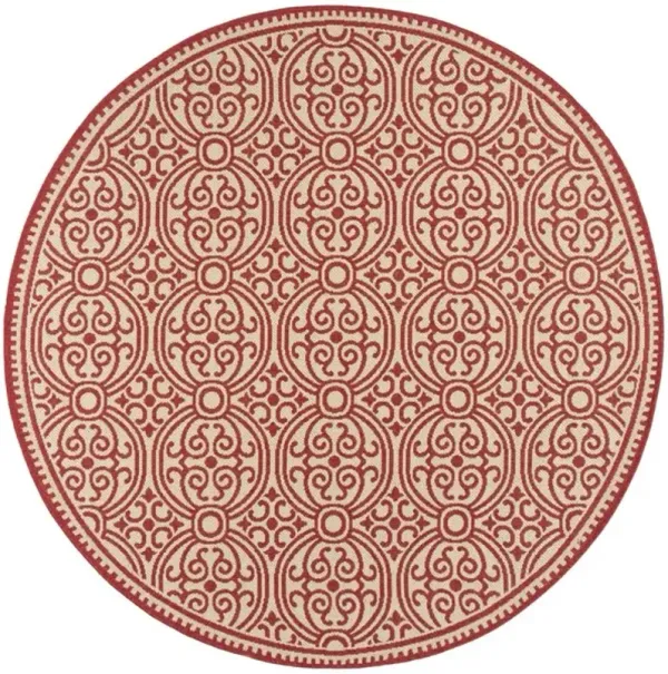 LINDEN 134 Collection LND134Q-6R Red / Creme 6'-7" X 6'-7" Round