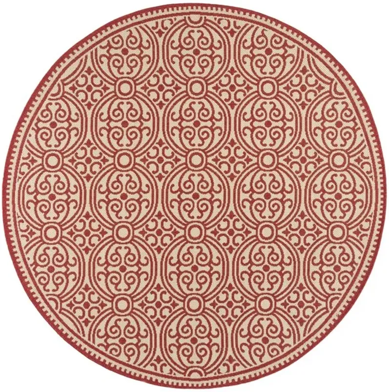 LINDEN 134 Collection LND134Q-6R Red / Creme 6'-7" X 6'-7" Round