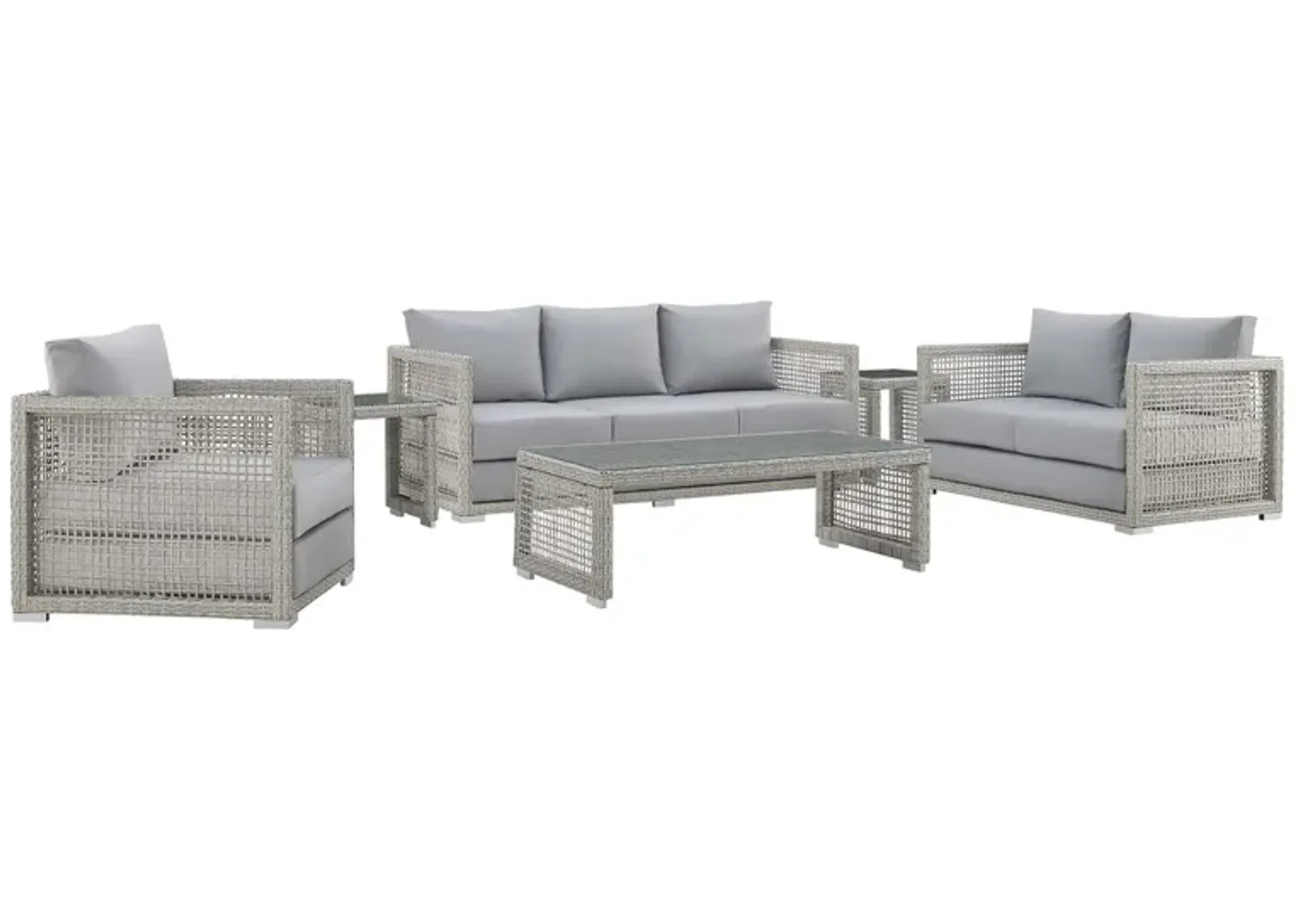 Aura 6 Piece Outdoor Patio Wicker Rattan Set