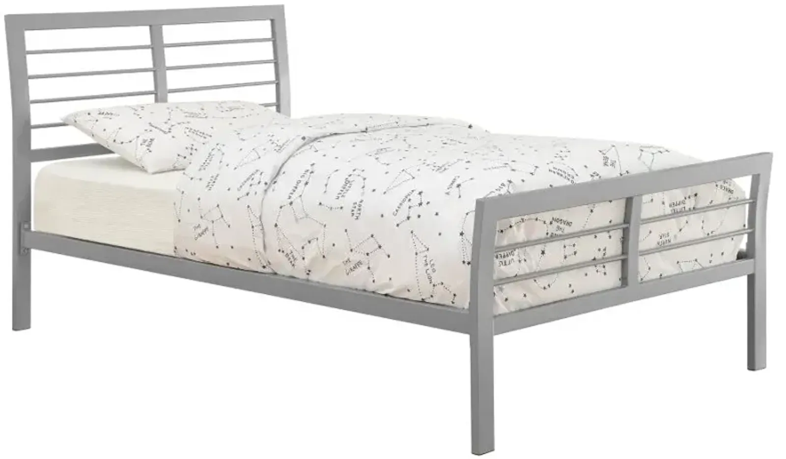 Cooper Twin Metal Bed Silver