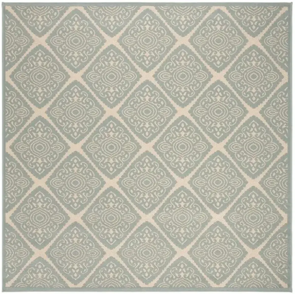 LINDEN 132 Collection LND132L-6SQ Cream / Aqua 6'-7" X 6'-7" Square