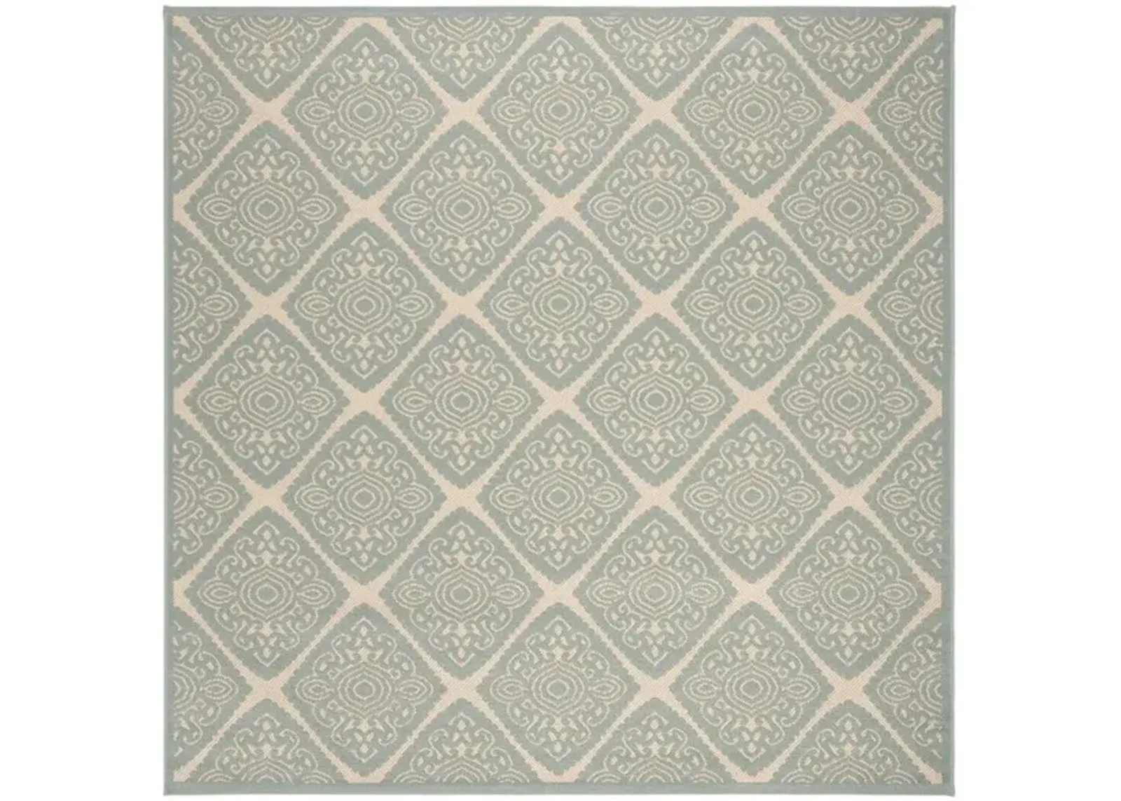 LINDEN 132 Collection LND132L-6SQ Cream / Aqua 6'-7" X 6'-7" Square