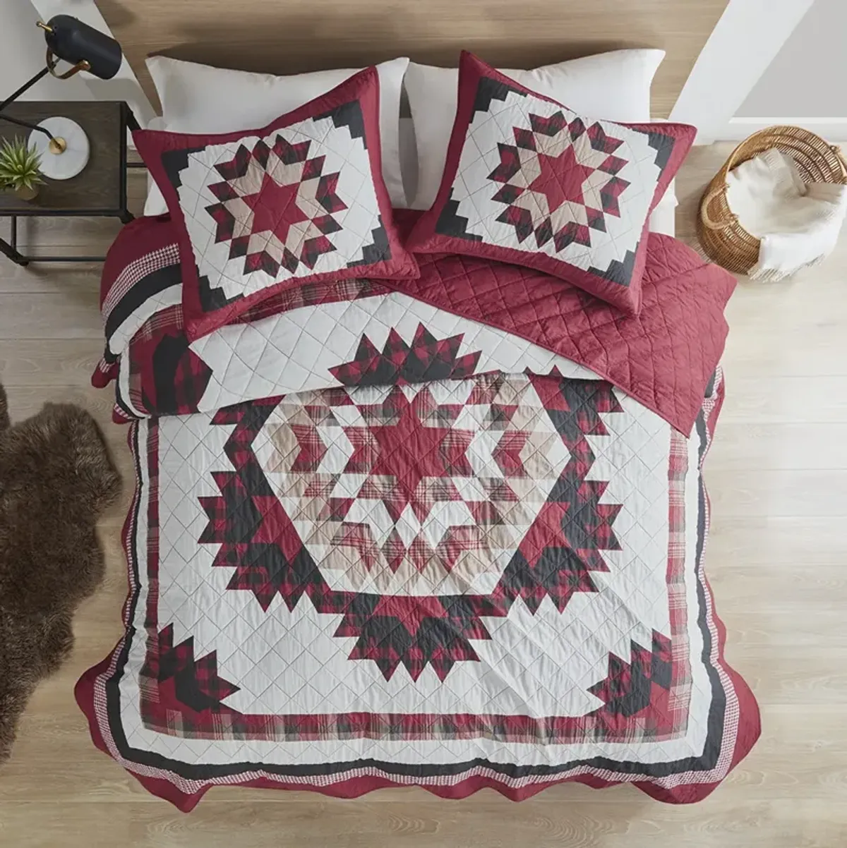 Woolrich Compass Red Cotton Quilt Mini Set