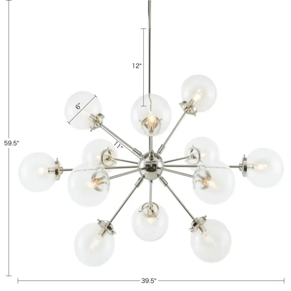 INK+IVY Paige Silver 12-Light Chandelier with Oversized Globe Bulbs