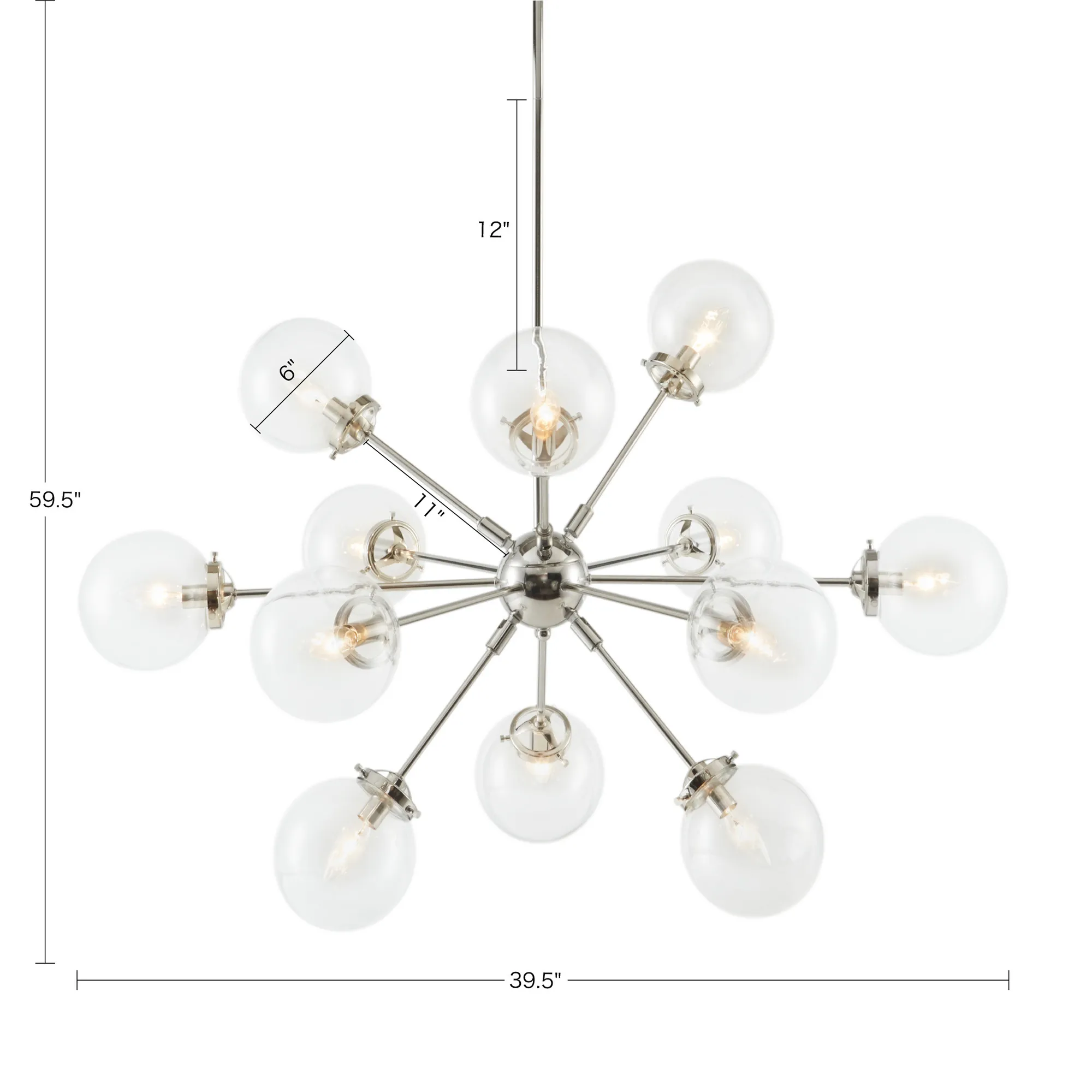 INK+IVY Paige Silver 12-Light Chandelier with Oversized Globe Bulbs