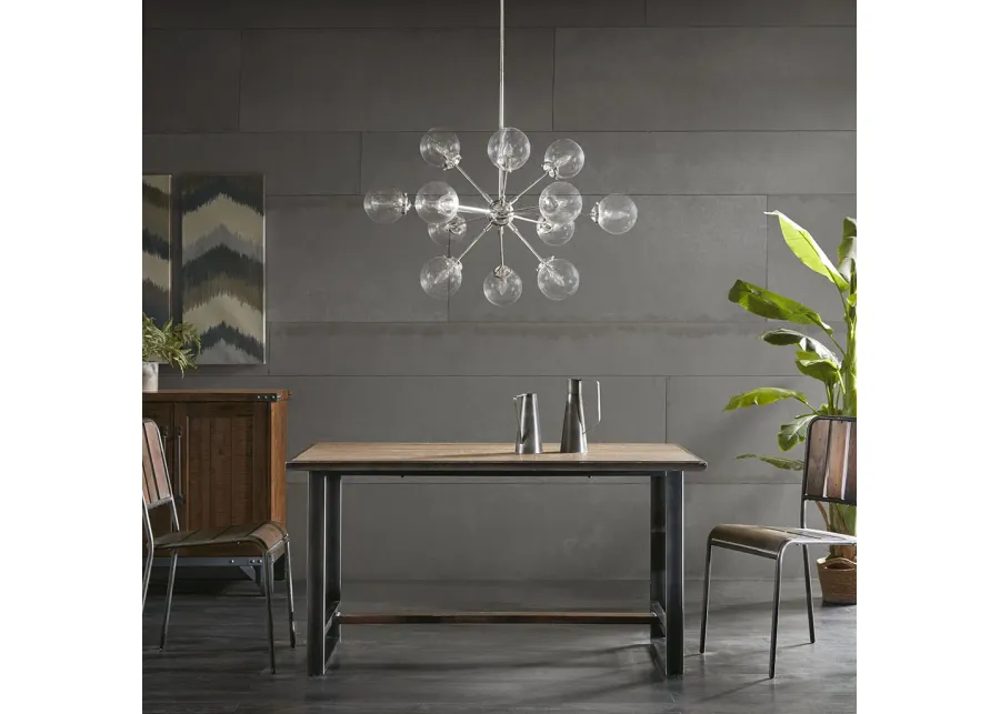 INK+IVY Paige Silver 12-Light Chandelier with Oversized Globe Bulbs