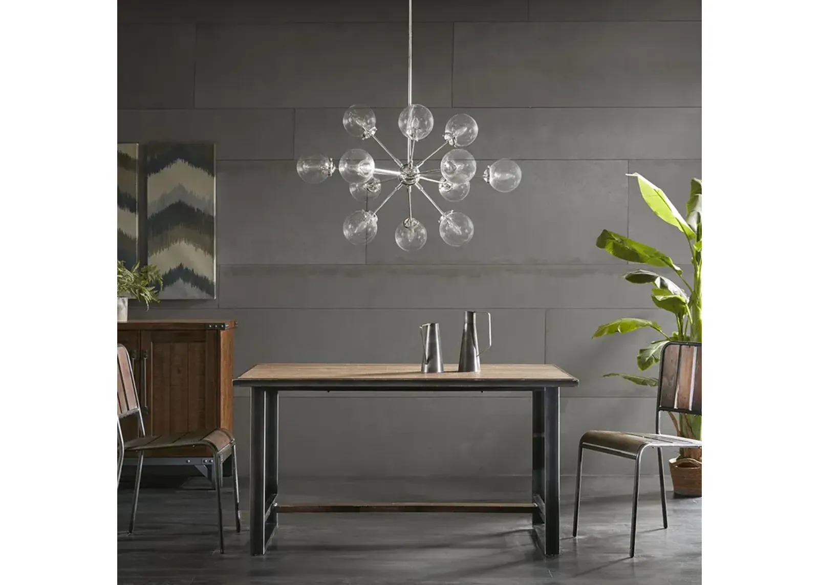 INK+IVY Paige Silver 12-Light Chandelier with Oversized Globe Bulbs