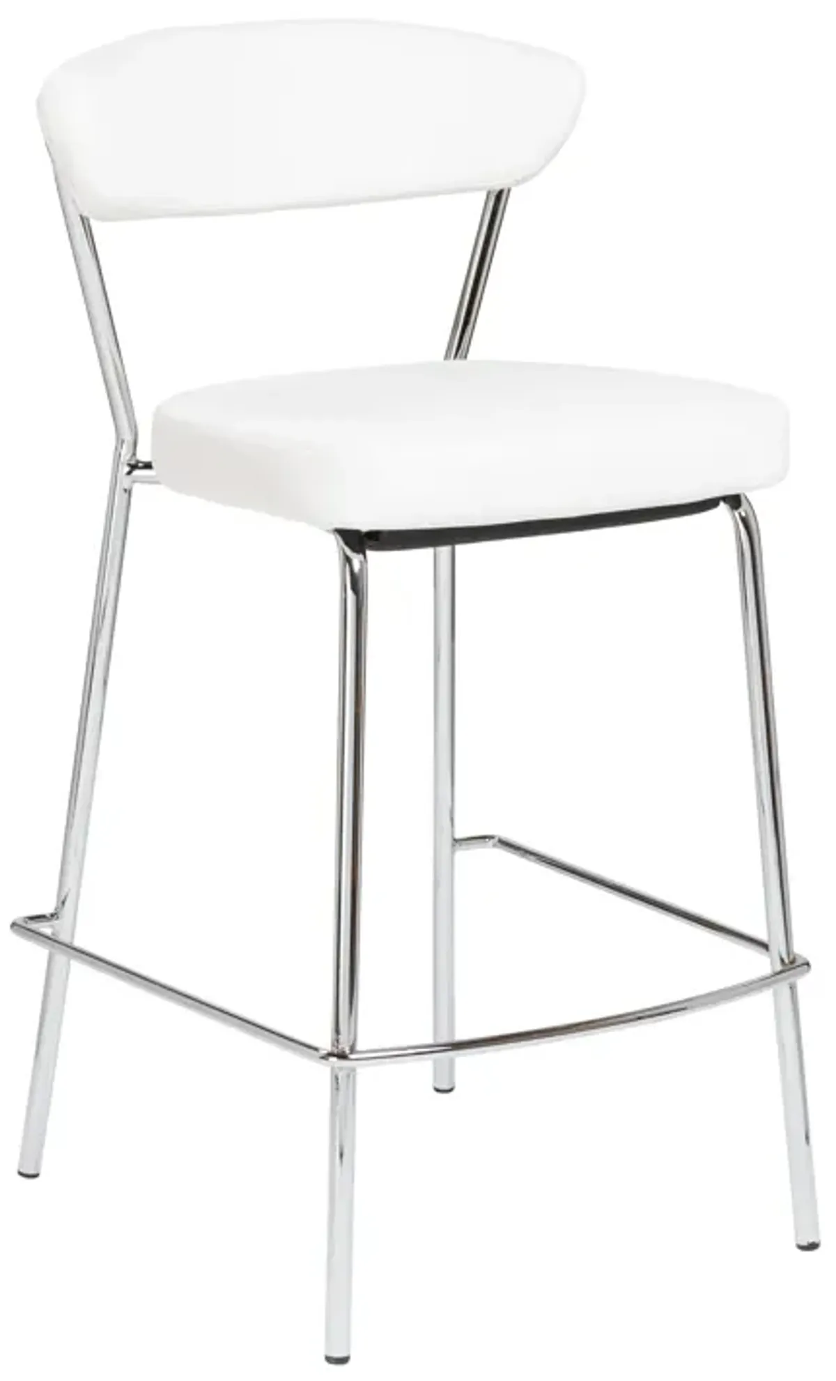 Draco-C Counter Stool In White With Chrome Base  Frame And Base - Set Of 2