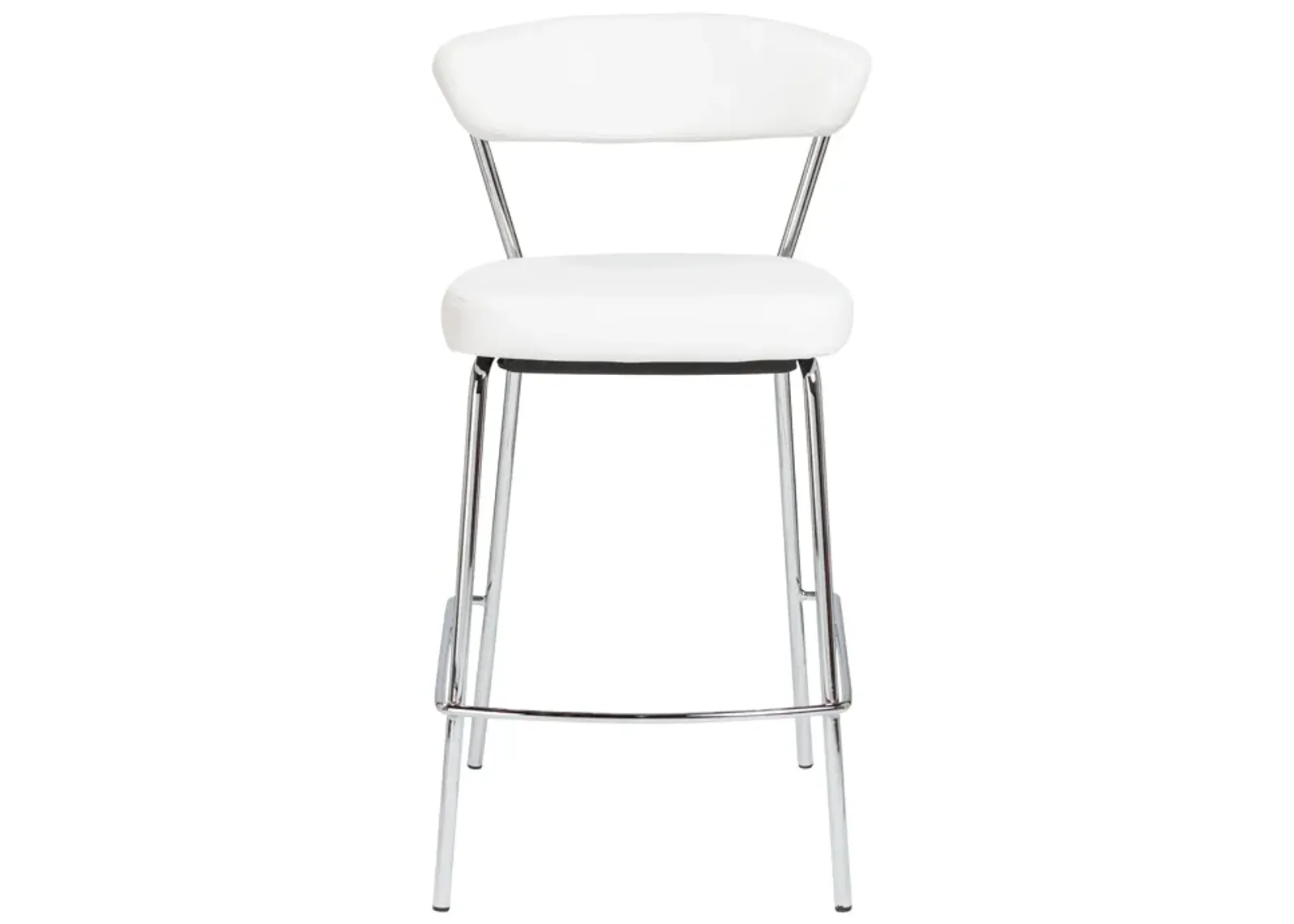 Draco-C Counter Stool In White With Chrome Base  Frame And Base - Set Of 2