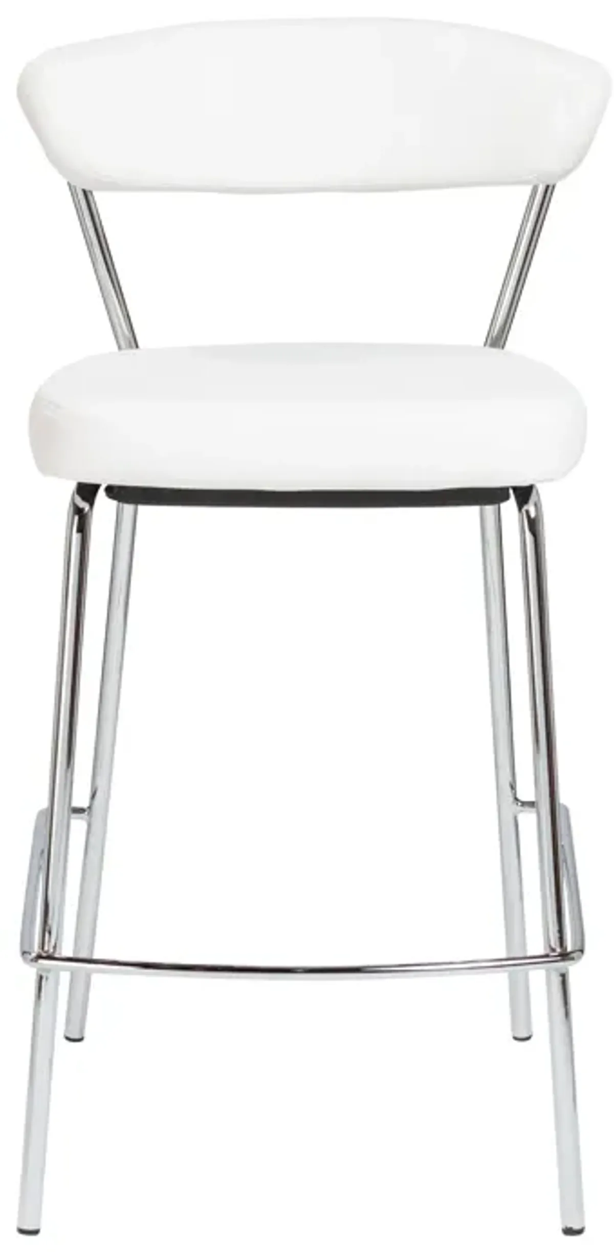 Draco-C Counter Stool In White With Chrome Base  Frame And Base - Set Of 2