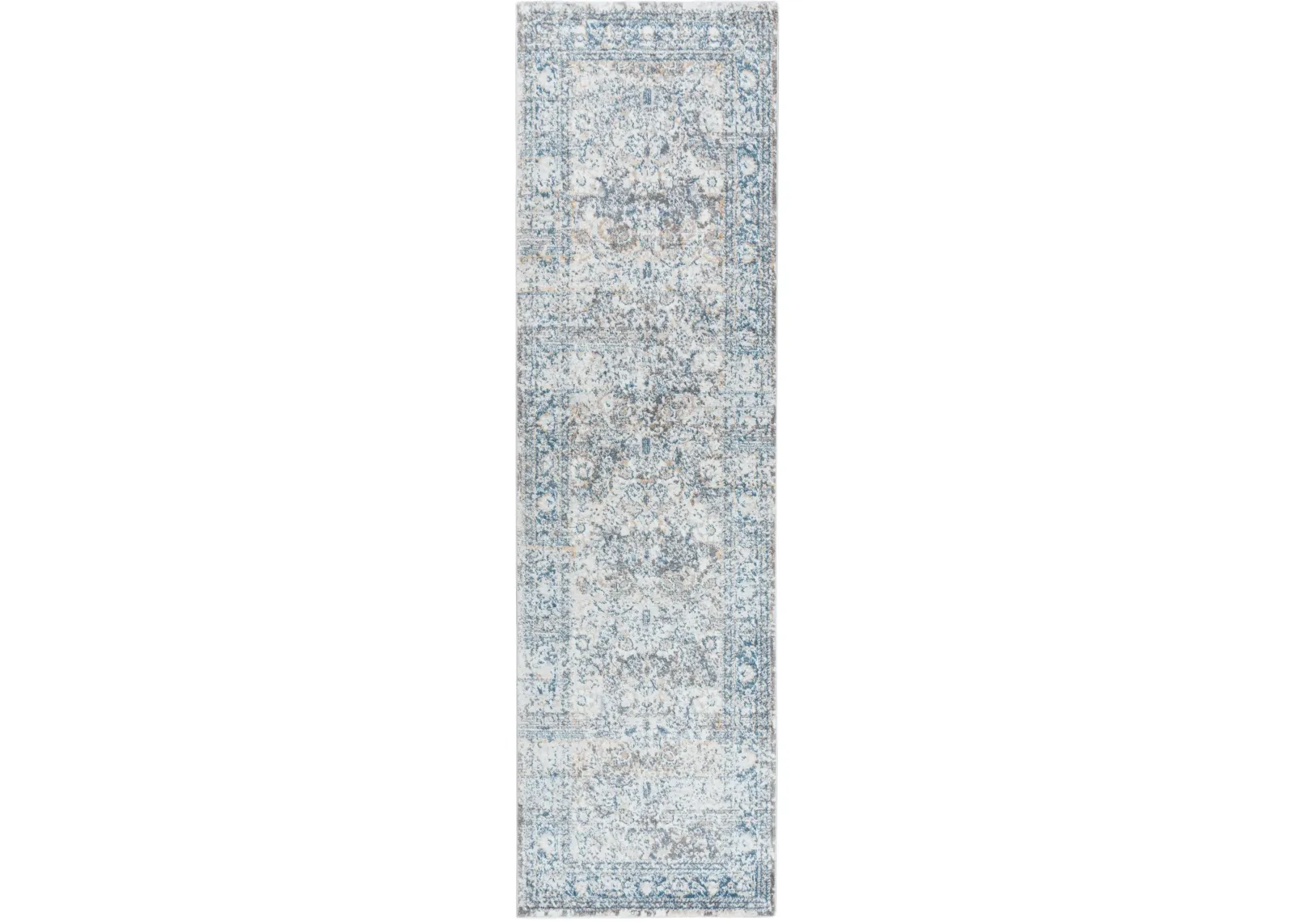 Bristol Beige/Blue All over Polypropylene/Polyester 2'7" x 8' Runner Rug