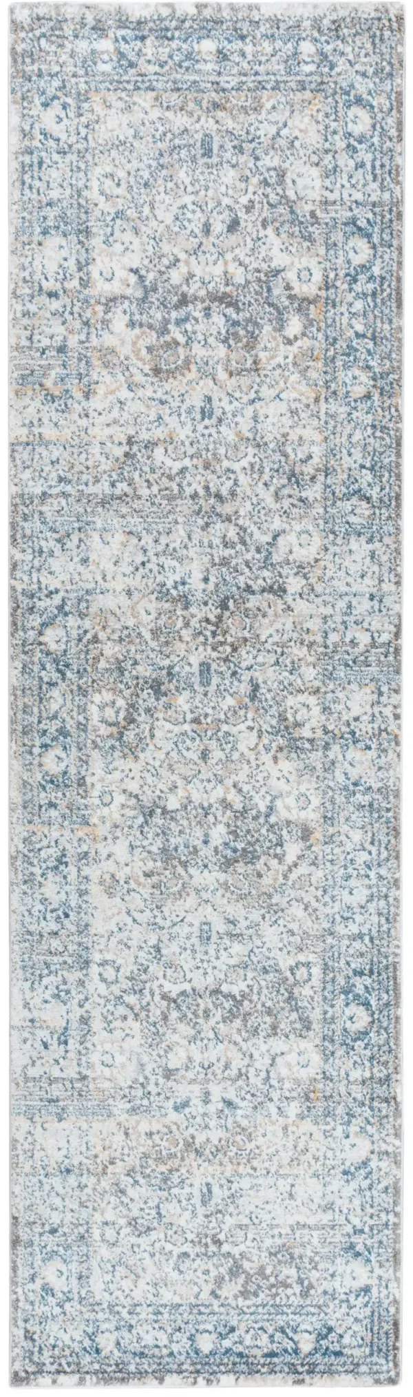 Bristol Beige/Blue All over Polypropylene/Polyester 2'7" x 8' Runner Rug