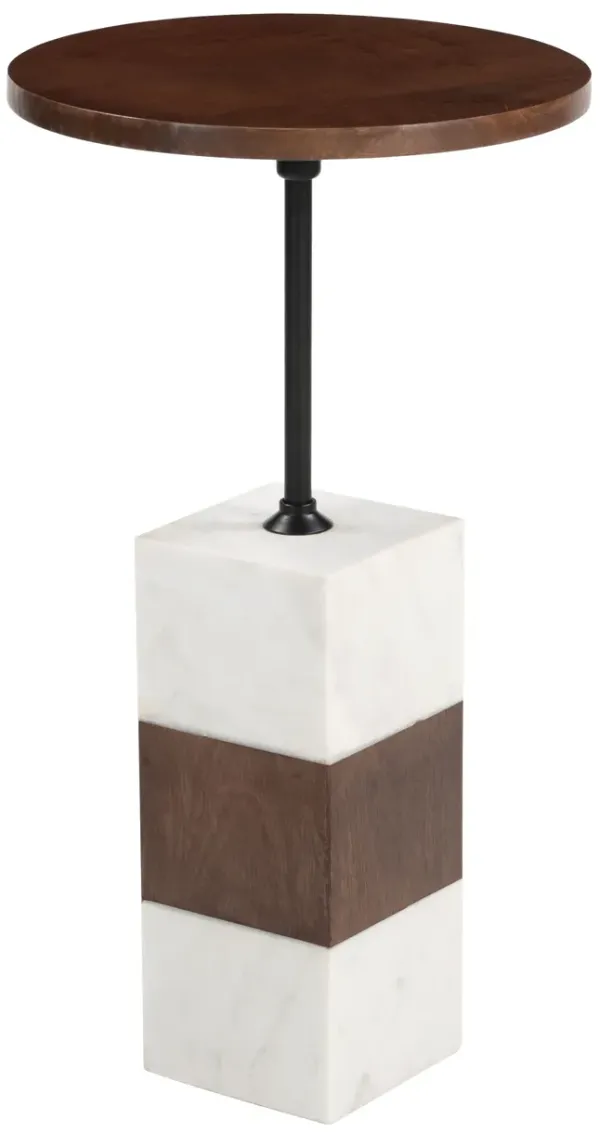 Stuk Side Table Brown & White
